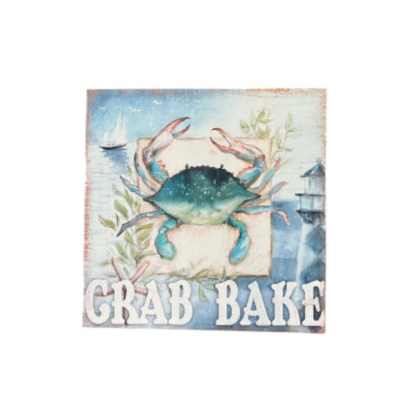 Crab Bake Coastal Nautical Canvas Print Wall Art 12 x 12 - Picture 6 of 6